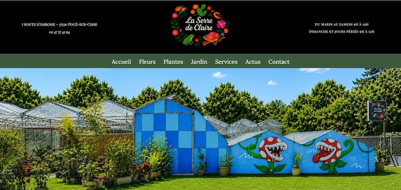 Capture d'écran du site internet La Serre de Claire réalisé par Sitovia