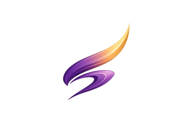 logo en mauve et jaune forme de S