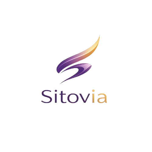 Logo Sitovia, agence de création de sites vitrines avec sigle élégant violet et doré